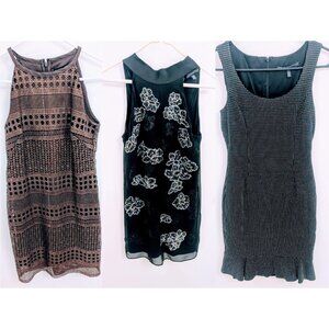 3 Sleeveless Midi Cocktail Dresses, White House Black Market 00-XXS Bundle